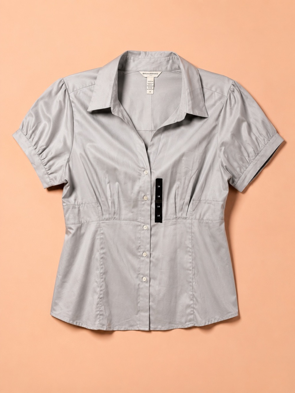 Banana Republic Light Gray Short-Sleeve Button-Down Shirt